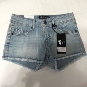 April Jeans Denim Jean Shorts Factory Cut Destroyed 100% Cotton Junior Size Sm